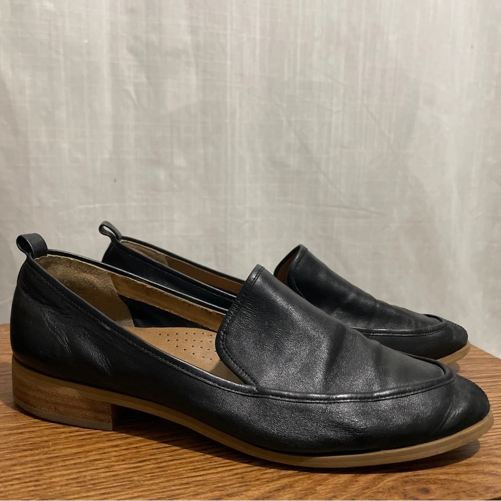 Susina Black Leather Slip-On Loafers Size W 8.5